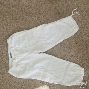 Ralph Lauren white linen capris drawstring pants